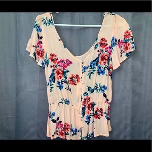 Dip V-neck Blouse